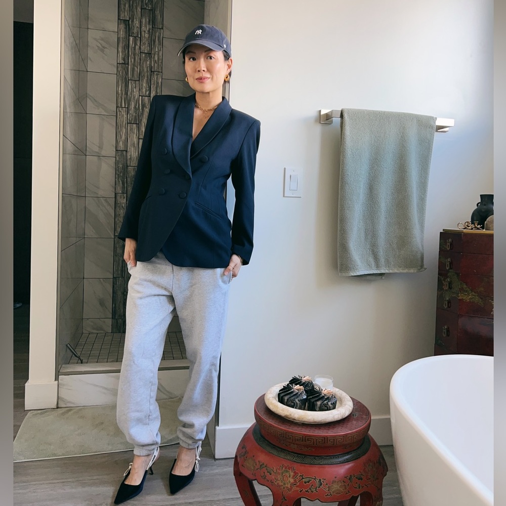 Vintage KASPER A.C.L women’s navy double breasted tuxedo jacket